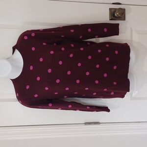 J.CRew cashmere sweater Burgundy w/pink Polkadots